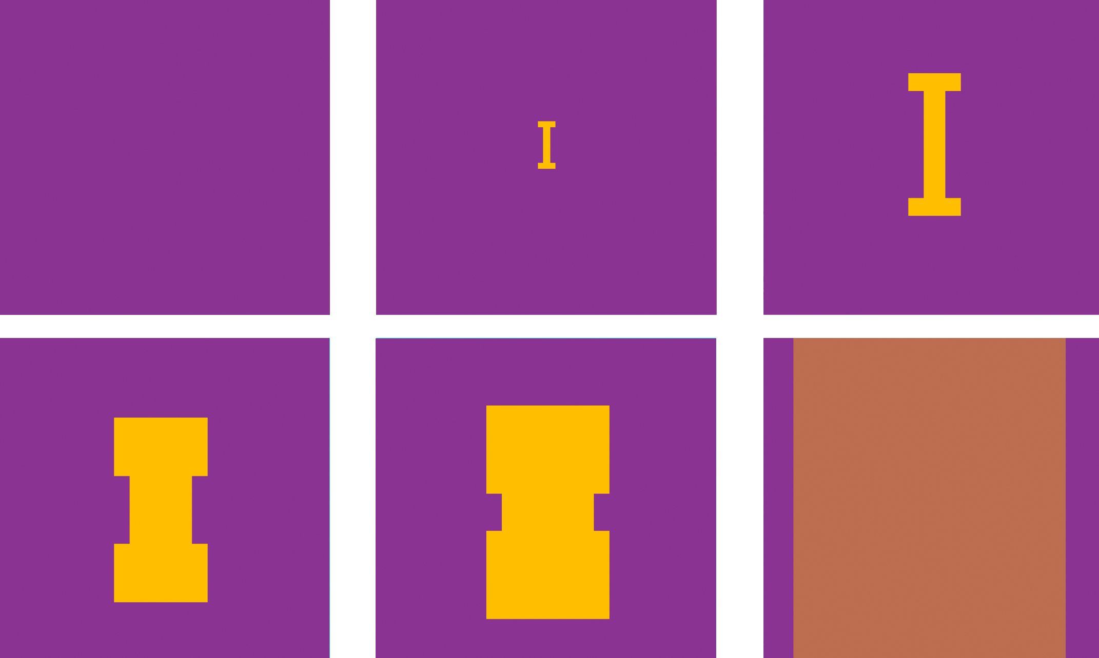 A series of six frames showing different stages of an animation where the letter I is inflated until it bursts