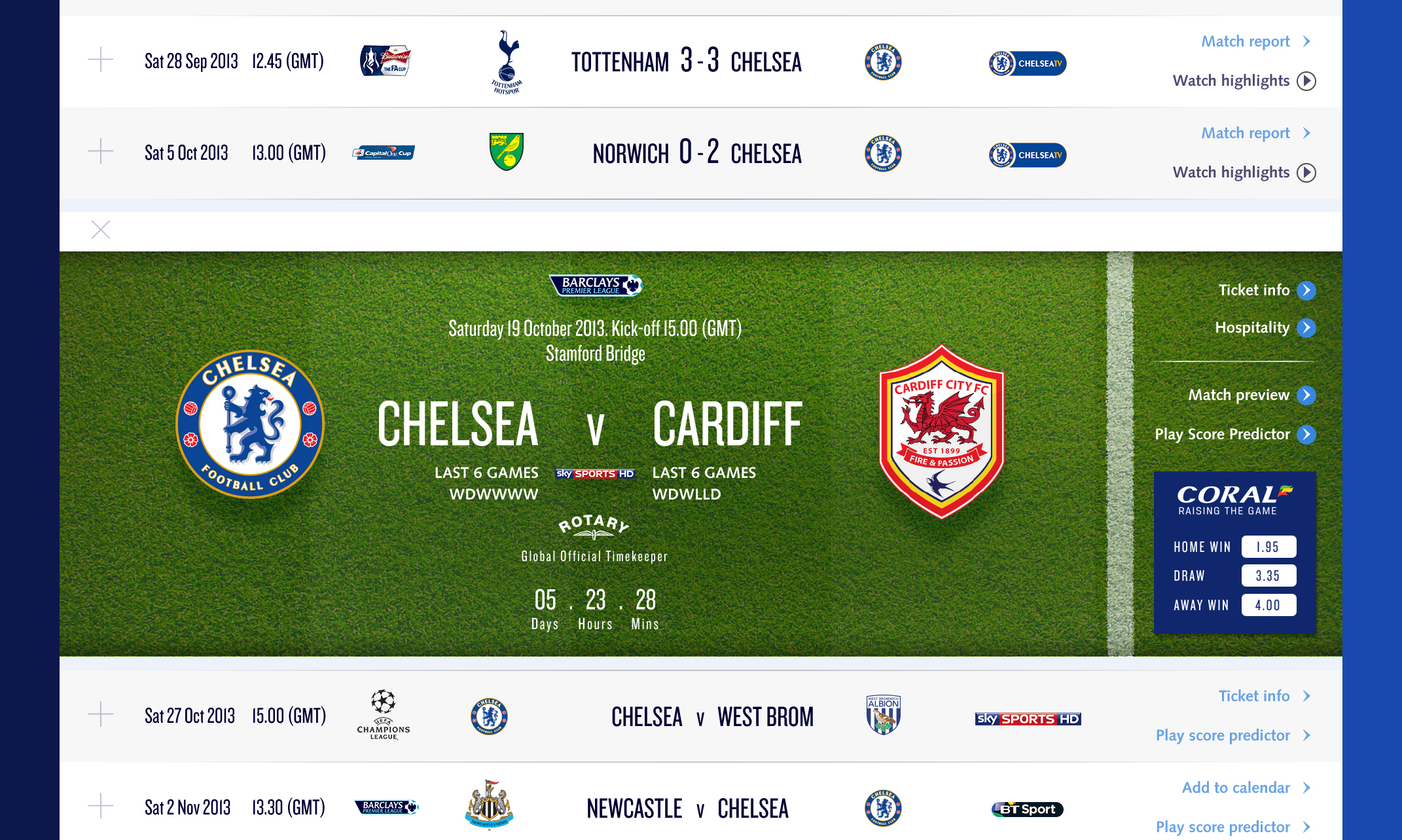 Link to Chelsea Football Club's website redesign project